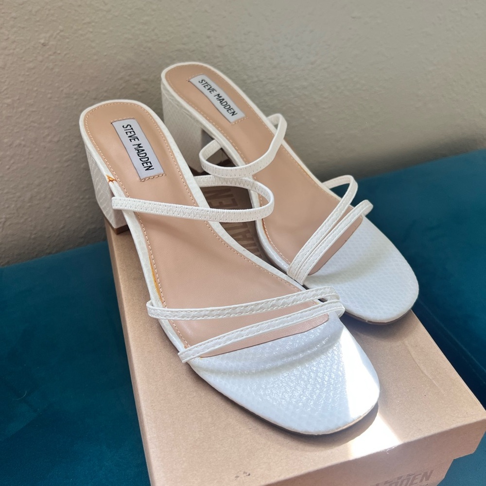 Steve Madden White Strappy Heels